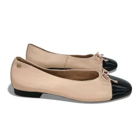 Paul Green $398 Leather 1000 Ballet Flat Black Biscuit Bow Cap Toe Women AU 4 - Picture 5 of 15